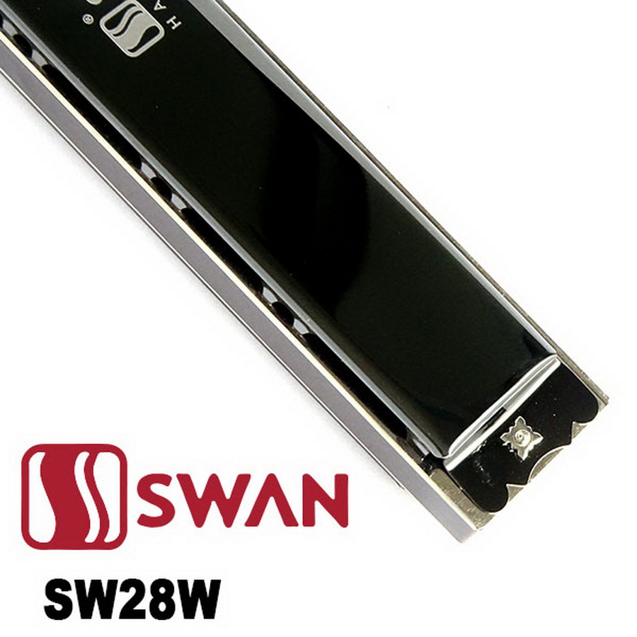 Kèn harmonica tremolo 28 lỗ Swan Wide Diapason SW28W Key C Đen Bóng