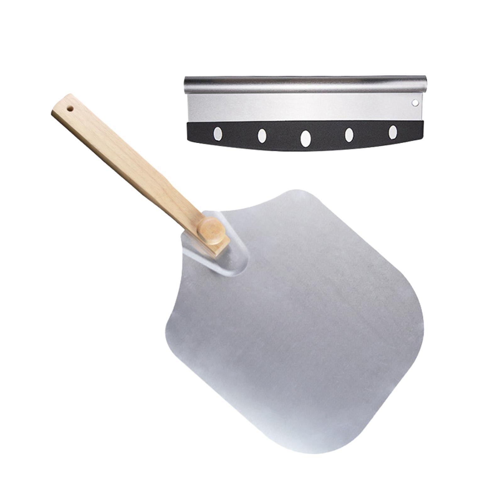 Pizza Peel Pizza Paddle with Cutter, 12 inch Width Wooden Handle Pizza Spade, Pizza Oven Accessory for Bread, Burgers, Cakes, Restaurant Condo