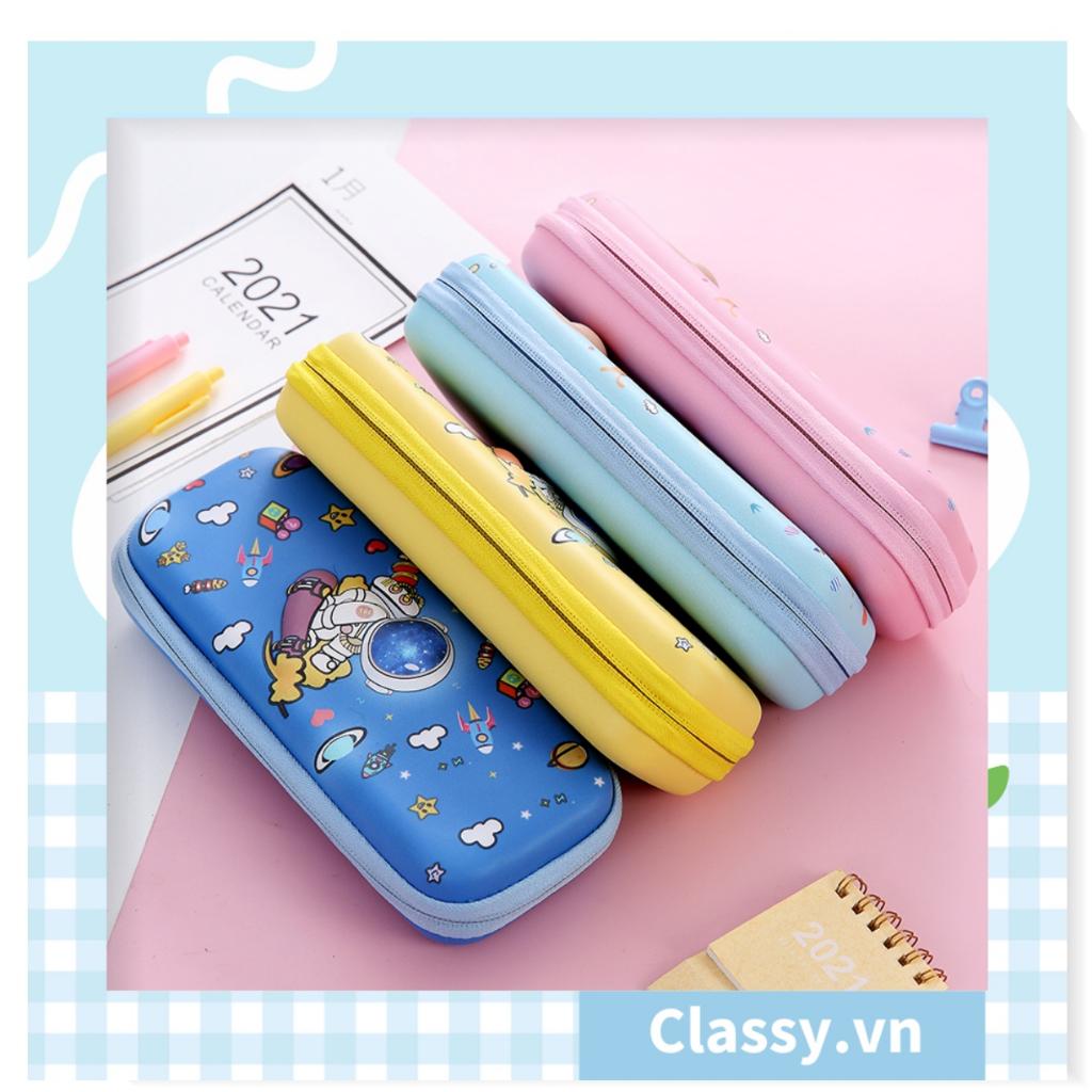 Hộp đựng bút văn phòng phẩm Classy chất liệu Silicon dẻo, siêu bền, màu pastel đính họa tiết hoạt hình ngộ nghĩnh PK922