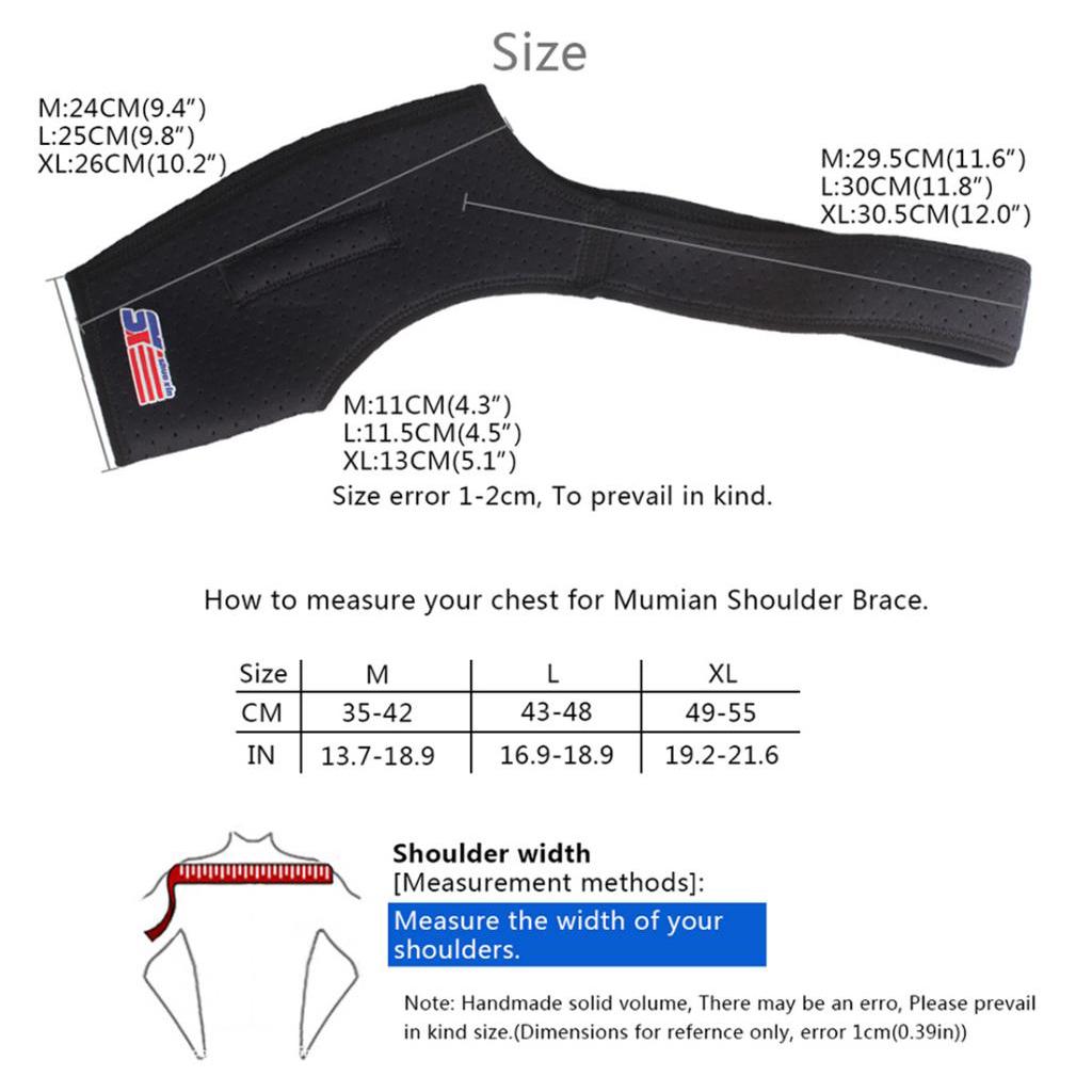 Men Women Neoprene Shoulder Brace Support Strap Wrap Belt Band Black