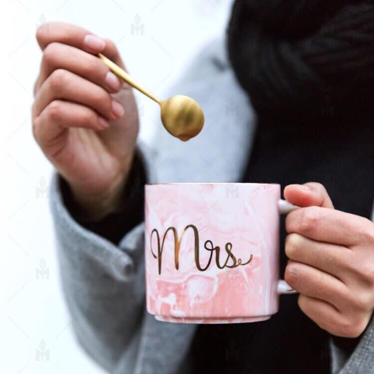 CỐC SỨ giành cho cặp đôi Mr Mrs vân đá mable phù hợp tặng valentine, quà cưới thể tích 350ml uống trà, cafe, nước, trà sữa