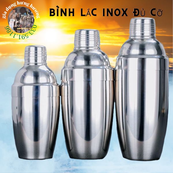 Bình shaker inox - bình lắc inox - bình shake inox pha chế cocktail trà sữa đủ các cỡ 550mlđẹp