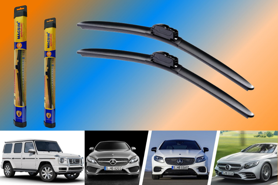 Combo bộ sản phẩm cần gạt nước mưa ô tô Nano Silicon Macsim cho xe mercedes benz GLS series CLS350/450 2018