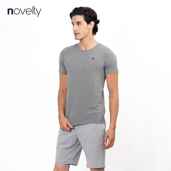 Áo thun nam cổ tròn màu xám NOVELTY 181211N