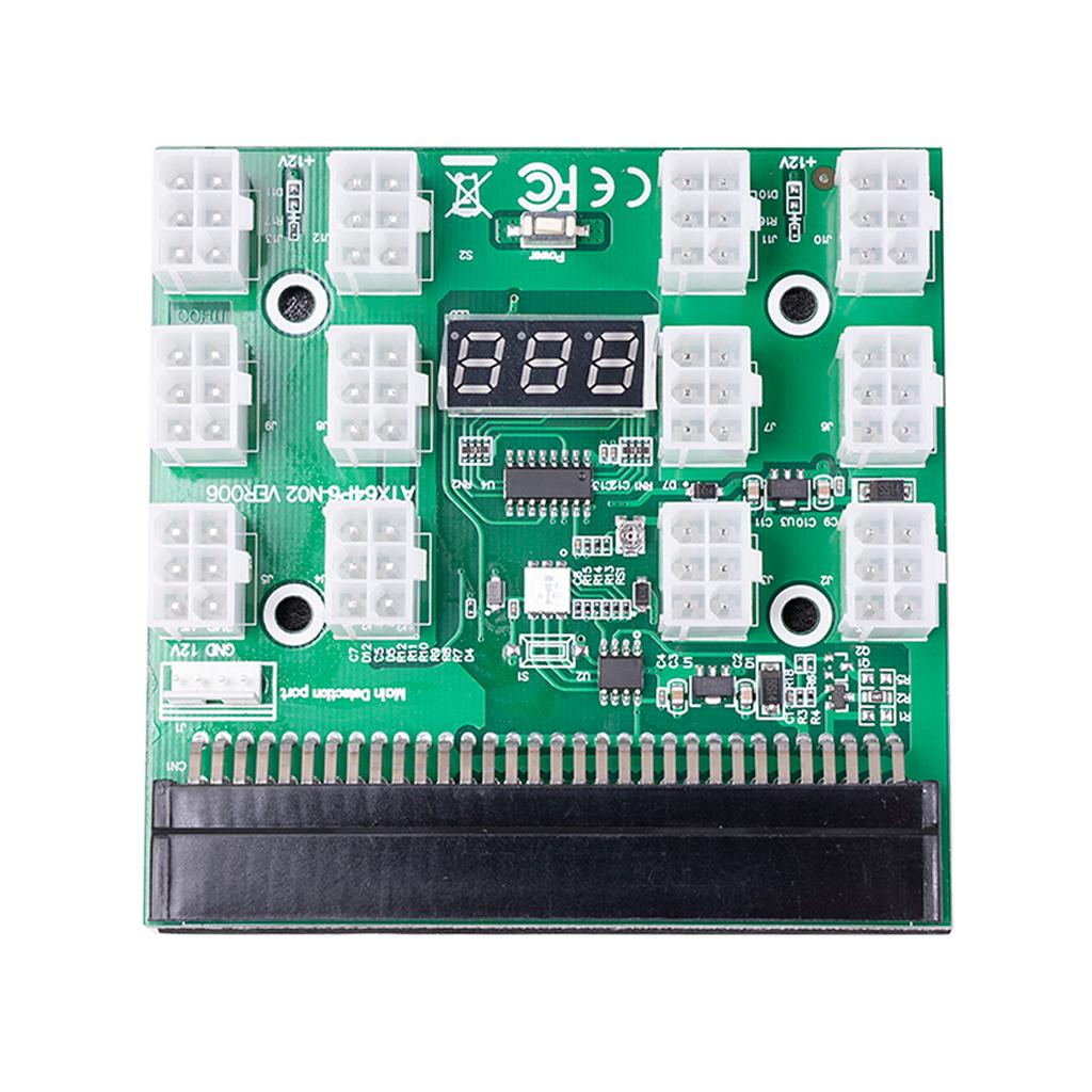12V 12 Breakout Board and 6 Pin to 6+2 pin Cables, Server Power Supply Breakout Board adapters for Miner Ethereum Mining