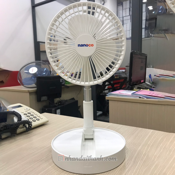 Quạt Sạc Điện Gấp Gọn Nanoco NFF1617W-Hàng chính hãng