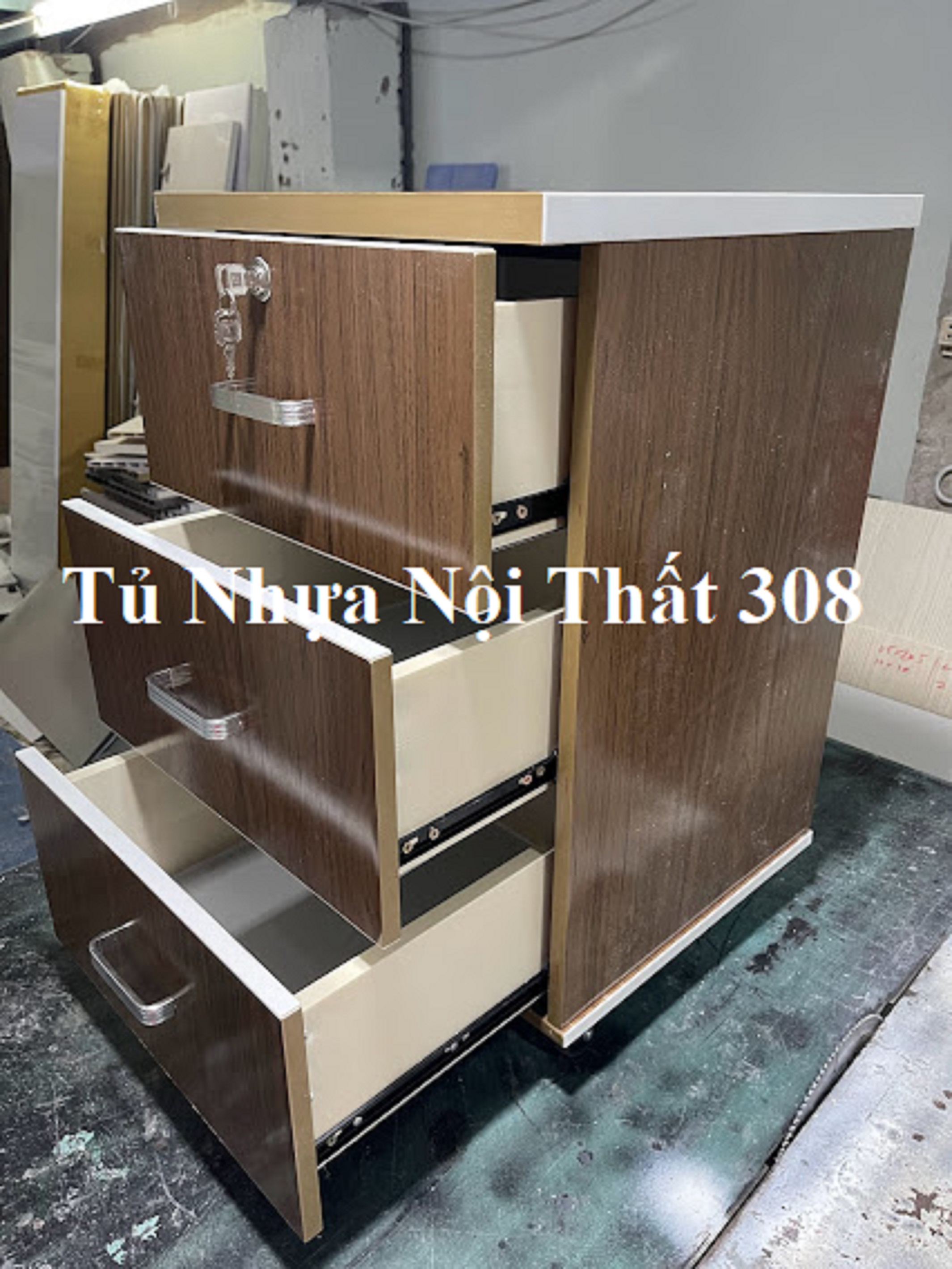 Tủ, Kệ Đầu Giường Nhựa Đài Loan Cao 70cm Ngang 42cm Sâu 42cm Màu Óc Chó K113
