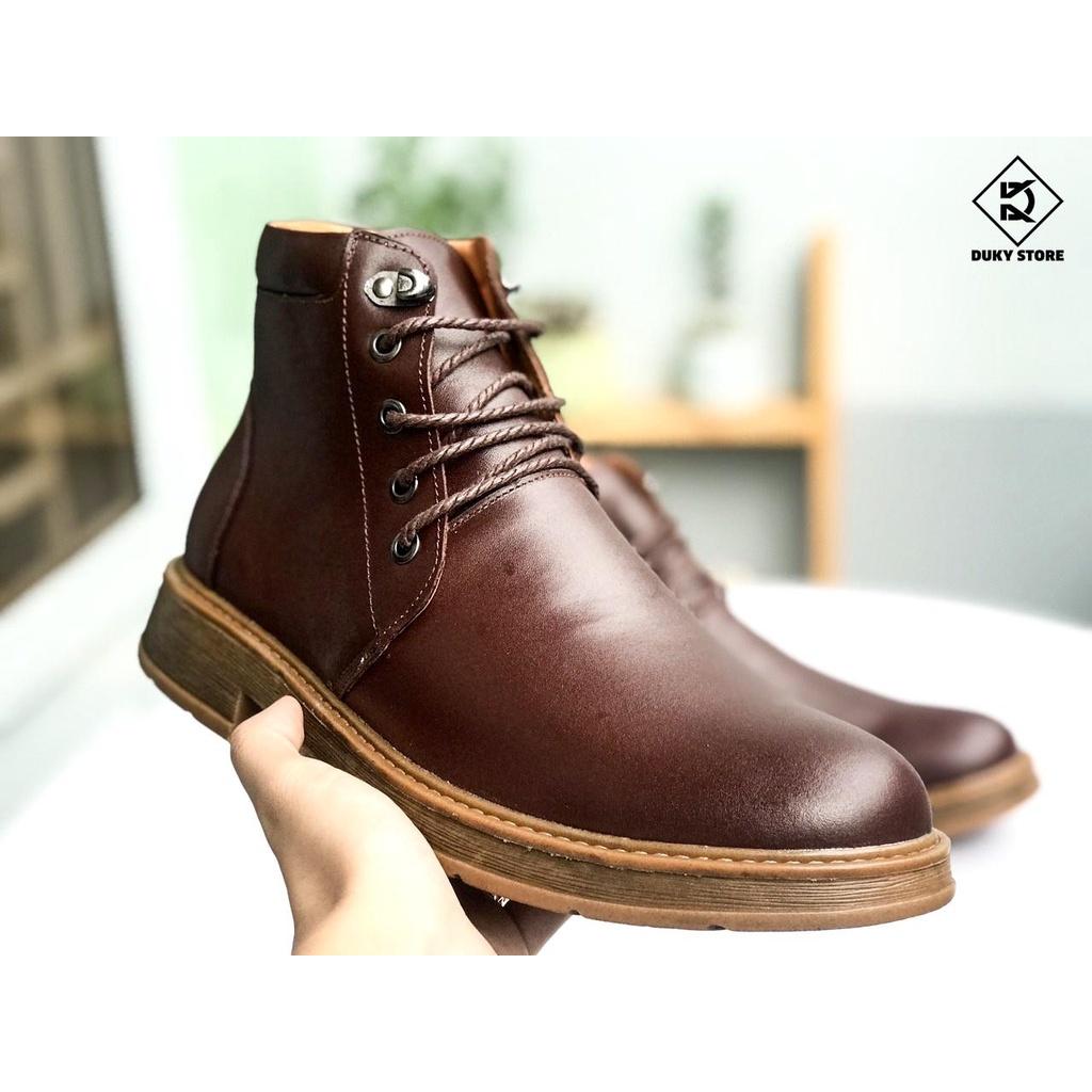 Đốc cổ trung da bò đế nâu phong cách dành cho nam có sẵn - Duky Store