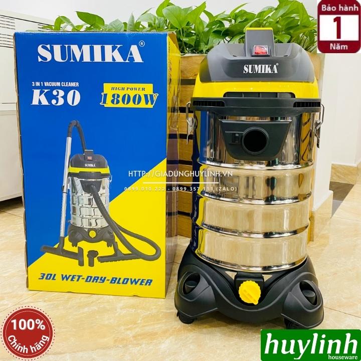 Máy hút bụi công nghiệp khô và ướt Sumika K30 - 30 lít - 1800W - Motor lõi đồng - Hàng chính hãng