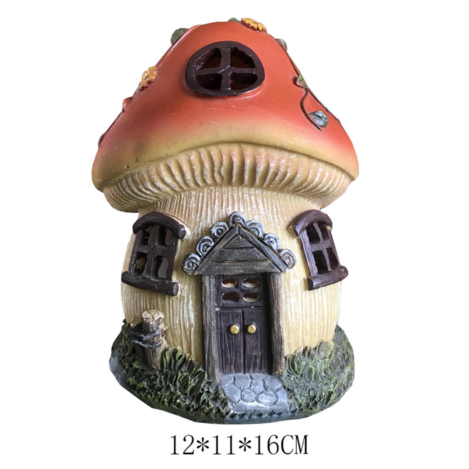 Resin Mushroom House Statue, Decoration, Rustic Indoor Outdoor Beach Yard, Room Home Decor, Yard Garden Desktop