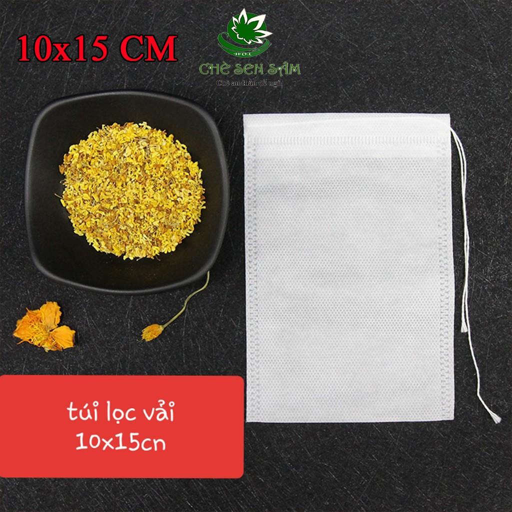 100 Túi Lọc Vải 10X15cm, Vải không dệt, Có dây buộc