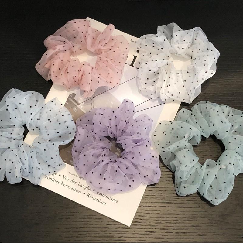 Dây buộc tóc Scrunchies chấm bi size nhỏ EAFIT 007