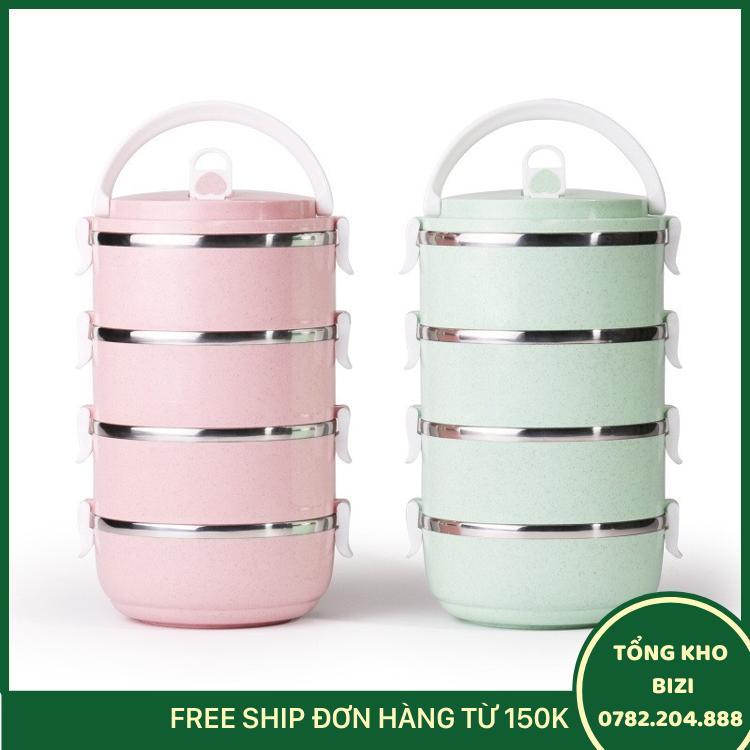 Cà Mèn, Hộp Đựng Cơm Lúa Mạch 4 Tầng Dung Tích 2.8L Siêu To  - Free Ship Toàn Quốc