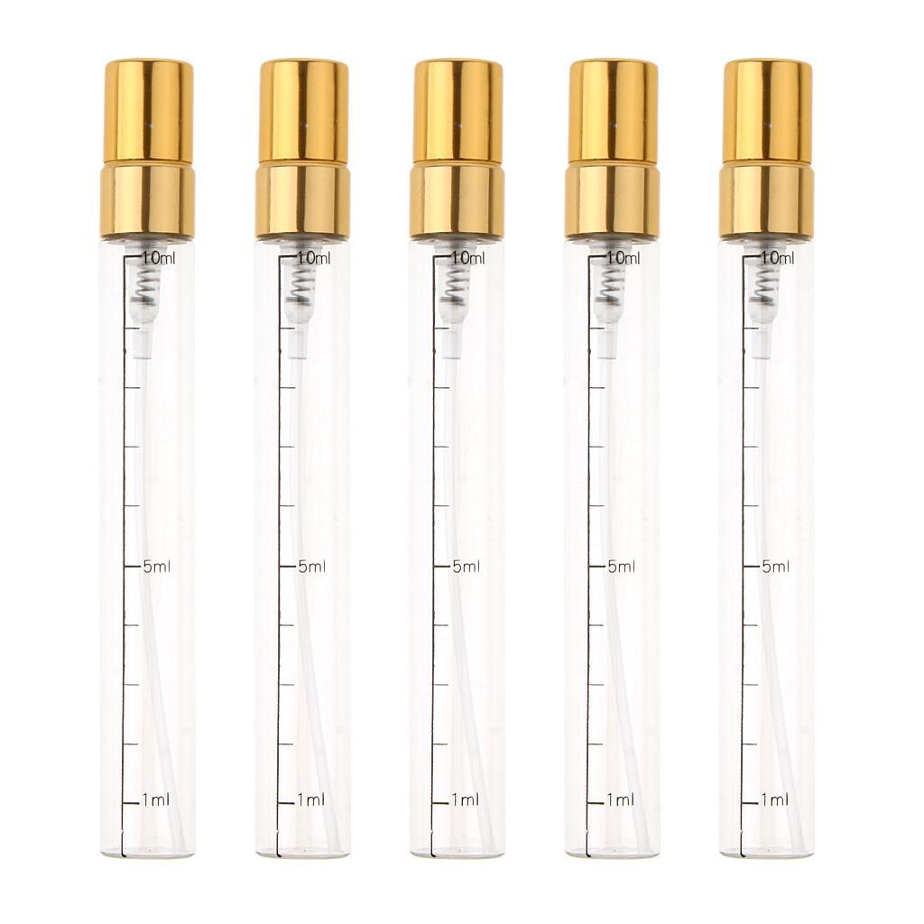 5x Empty Aftershave Spray Bottles Refillable Sprayer 10ml Gold