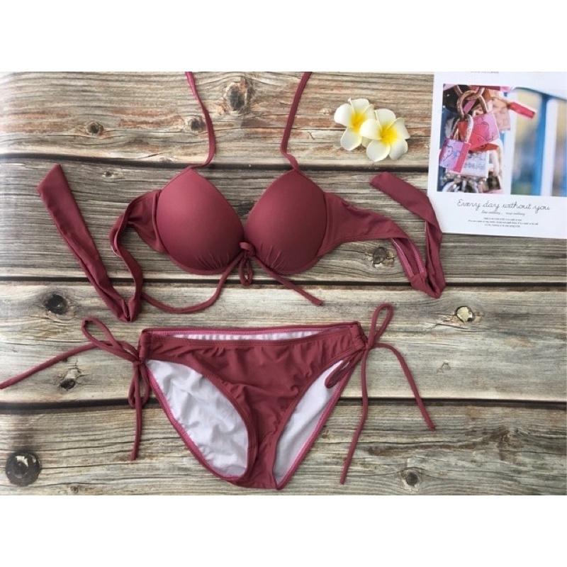Bikini đen mút dày nâng ngực