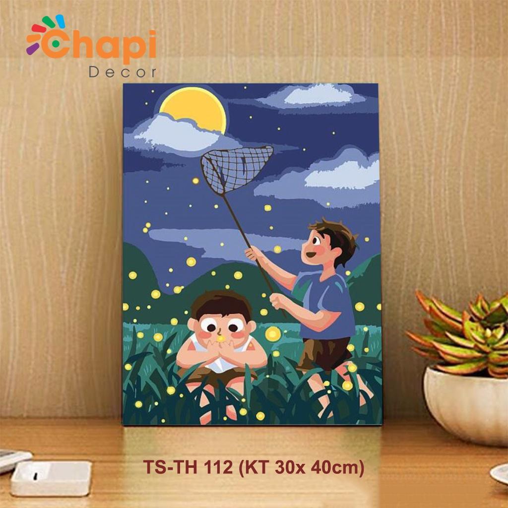 Tranh tô màu số hóa Tuổi Thơ Size 30x40cm đã căng khung dành cho bé