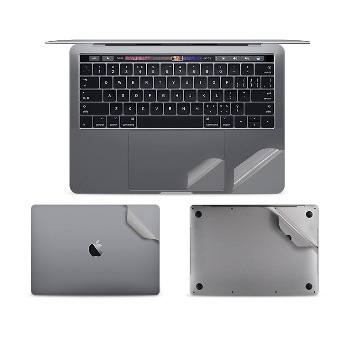 Bộ Dán Full Macbook 5in1 Cao Cấp - Màu Grey - Bảo vệ chống trầy xước -  Hàng Nhập Khẩu chính Hãng JRC