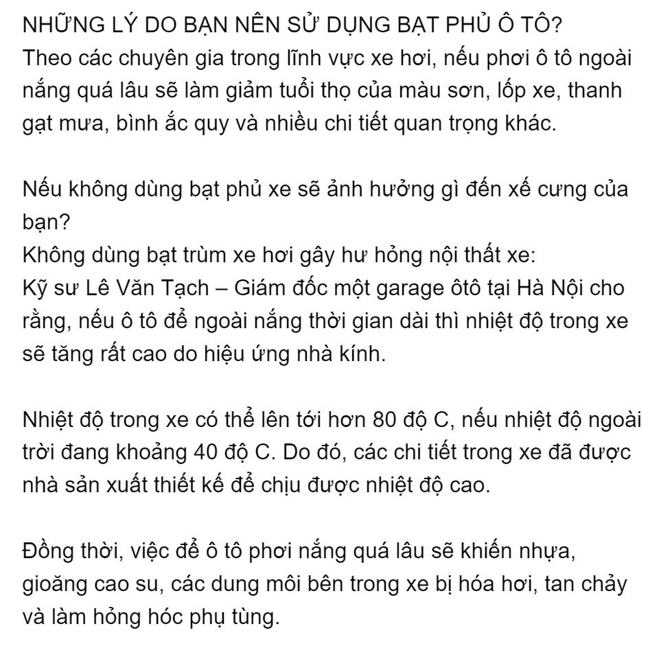 Bạt phủ trùm xe ô tô KIA Sonet 3 lớp tráng bạc thông minh, chất liệu vải dù oxford cao cấp, áo chùm bảo vệ xe 4,5,7chỗ