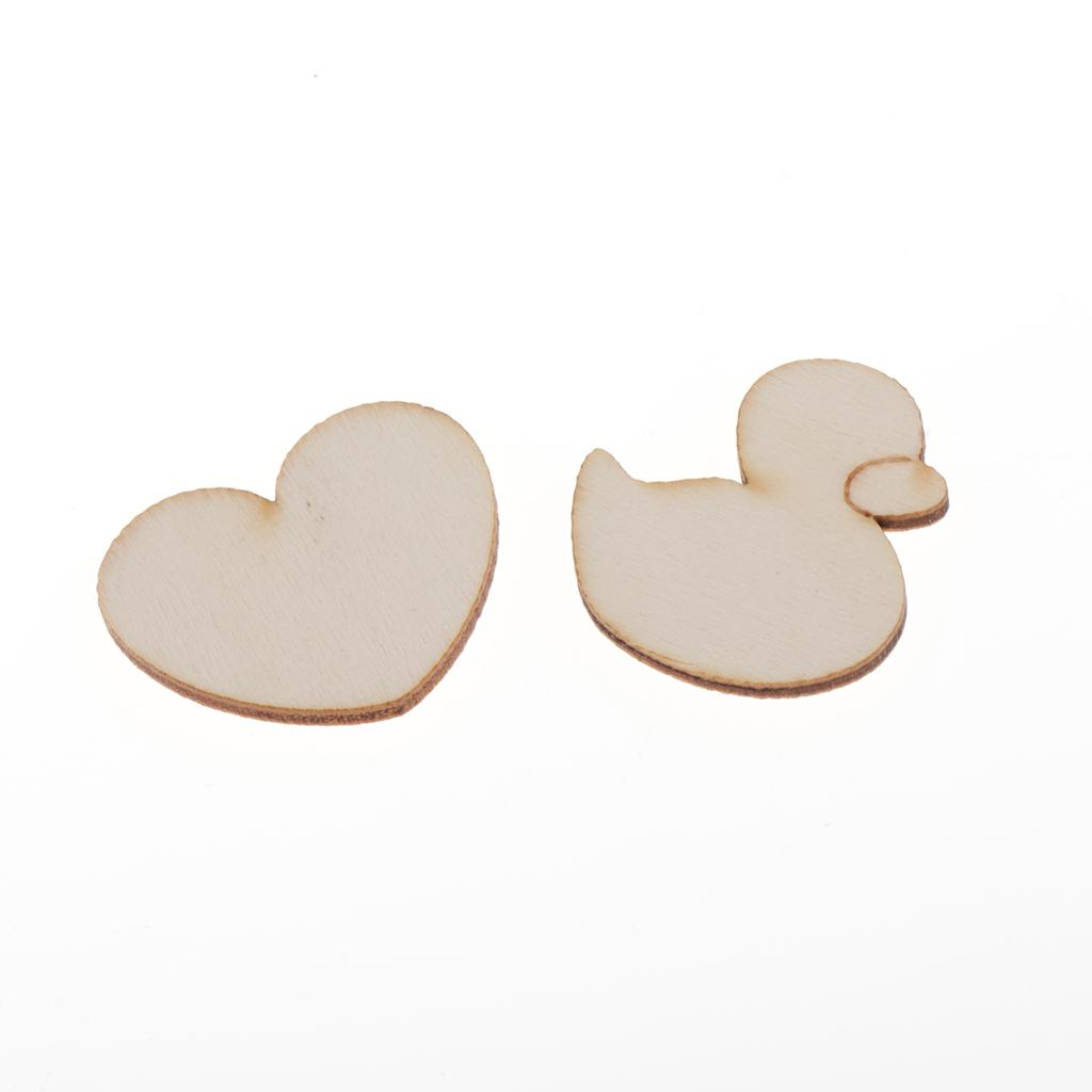 100 Pieces Unfinished Wood Cutouts Wooden Embellishments Party Favor Decor