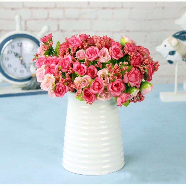 Hình ảnh Hoa giả - Chùm hoa hồng kim cương nhí 20 bông trang trí nội thất nhà cửa decor quán cafe
