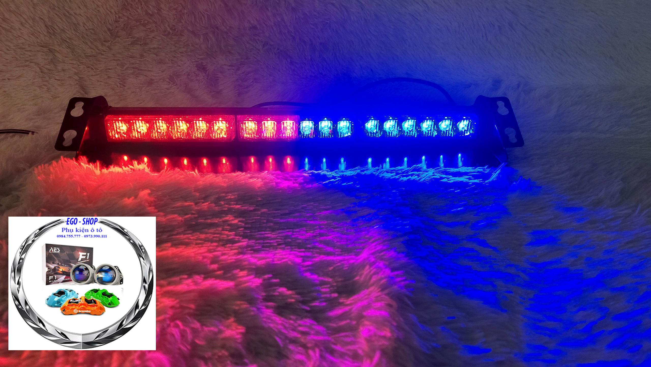Đèn chớp Police xanh đỏ 12V 18W 18 LED cao cấp gắn kính cho xe cảnh sát, quân sự, xe ưu tiên.