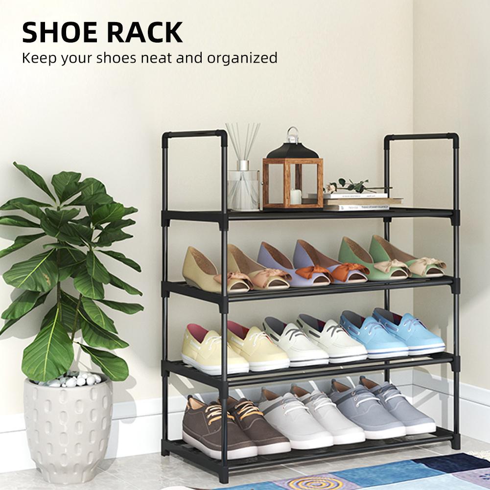 Shoe Rack 4 Tier / 6 Tier Shoe Organizer with 4 Shelves / 6 Shelves Metal Shoe Storage Stackable for Living Room