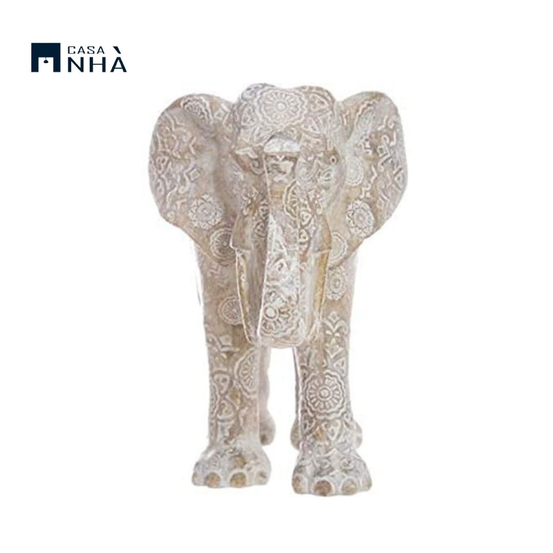 Tượng voi trắng chạm khắc trang trí WHITE ELEPHANT