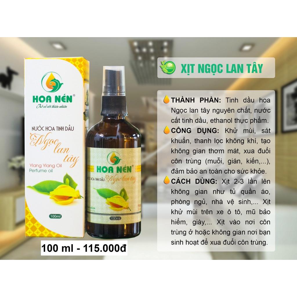 Chai Xịt nước hoa tinh dầu Ngọc lan tây 100ml - Hoa Nén -Làm thơm, kháng khuẩn, thư giãn