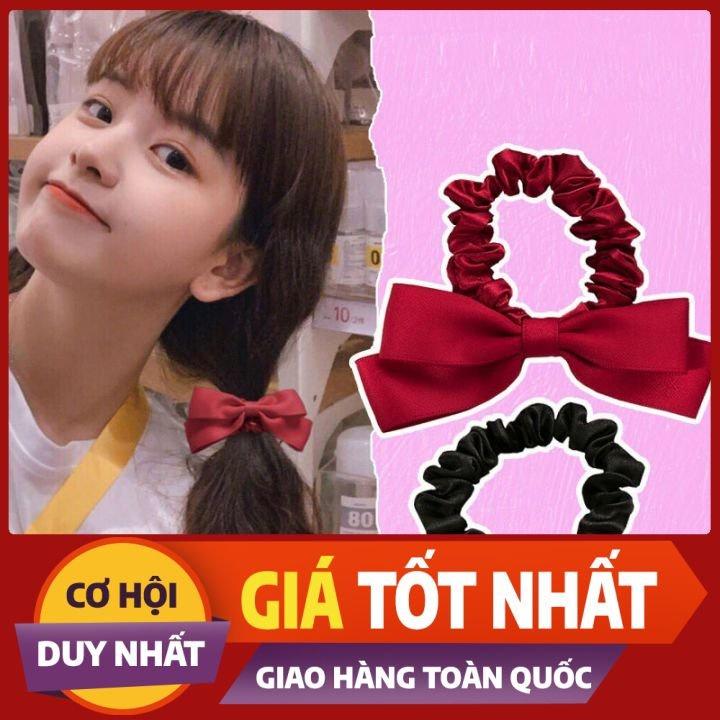 Cột tóc crunchies lụa bóng nơ hai tầng xinh xắn - Nunam shop