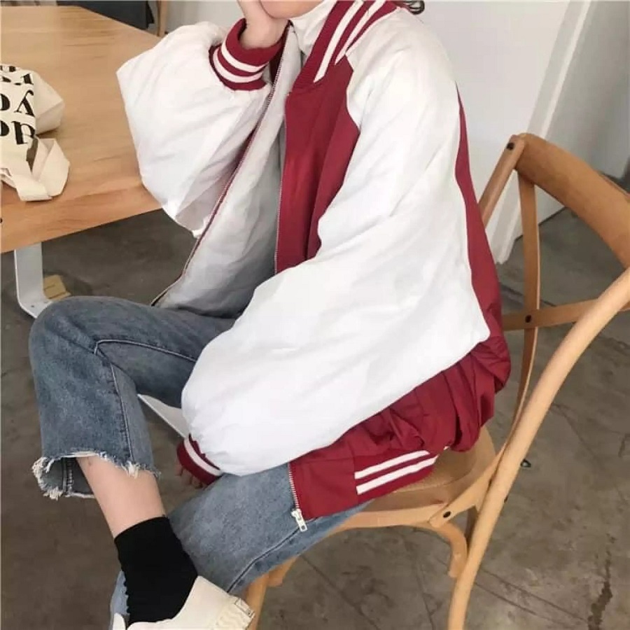 Áo Khoác Bomber Nữ Cổ Bóng Chày Phối Tay Siêu Đẹp