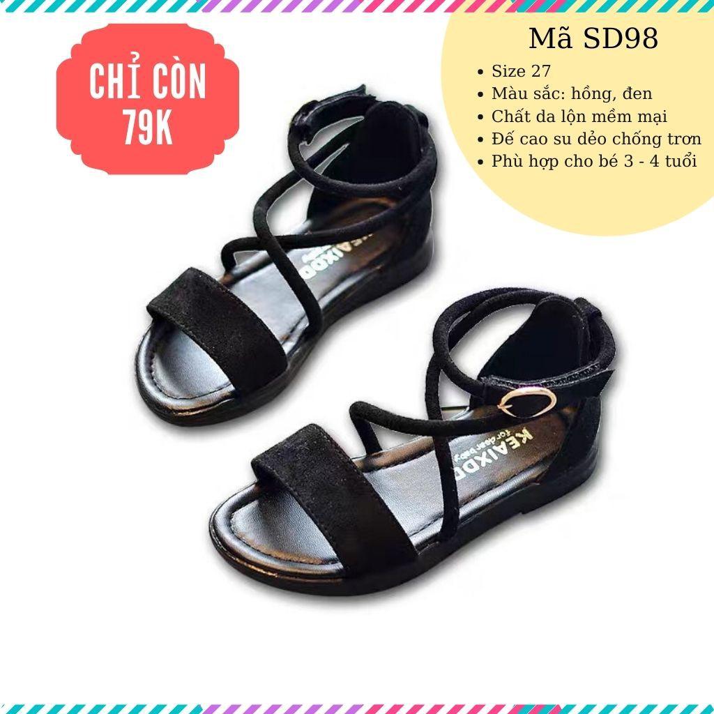 Dép quai hậu bé gái da lộn giá rẻ sandal quai ngang cho bé gái 3 - 4 tuổi thời trang phong cách Hàn Quốc SD98