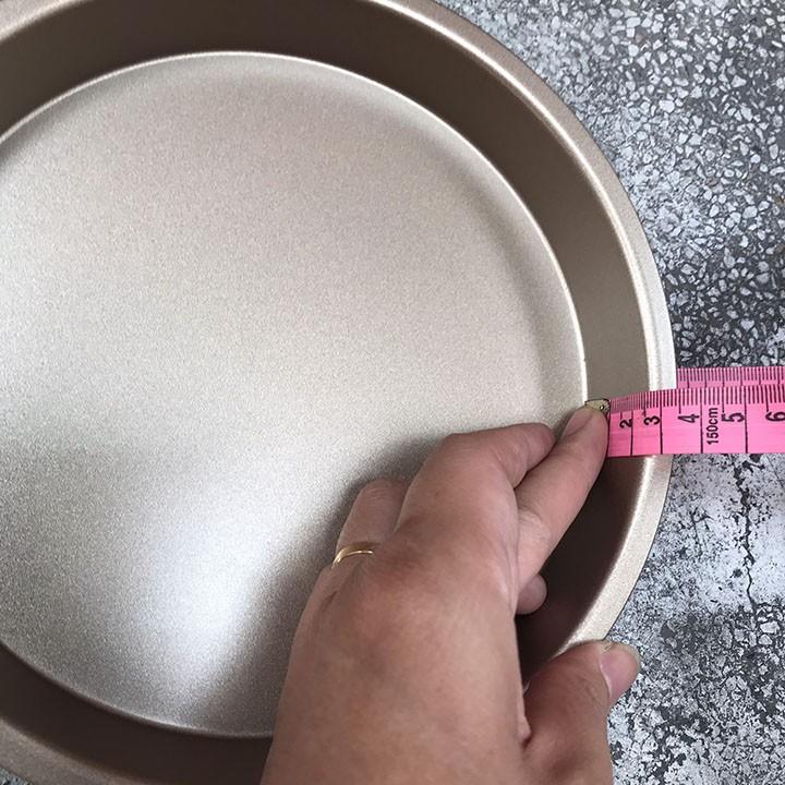 Khuôn Nhôm Nướng Bánh Pizza Chống Dính 8 Inch Màu Vàng Đồng Cao Cấp