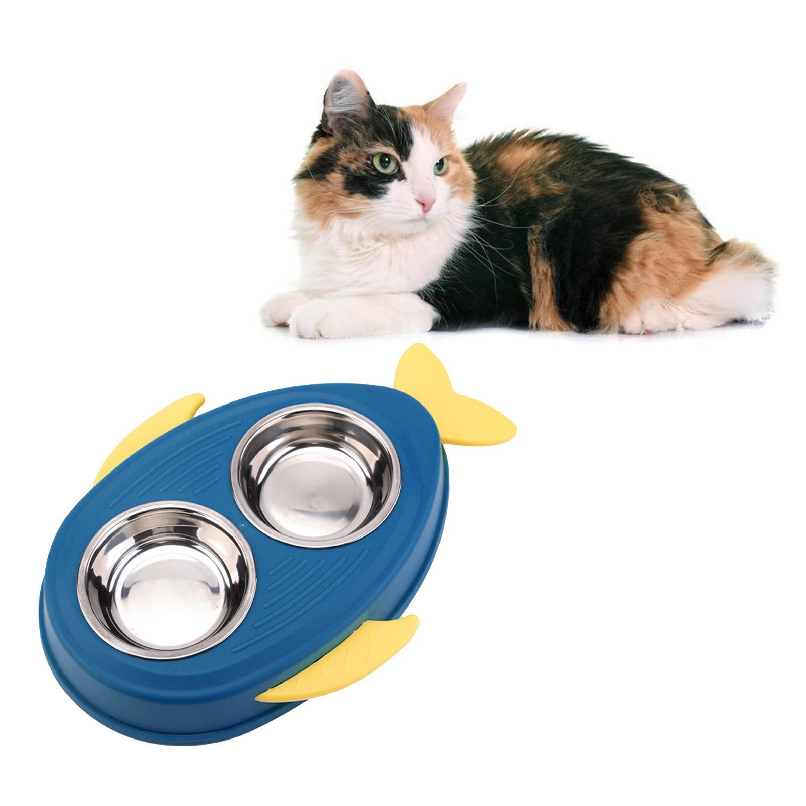 Water and Food Bowls Pet Feeder Waterer Dispenser Blue