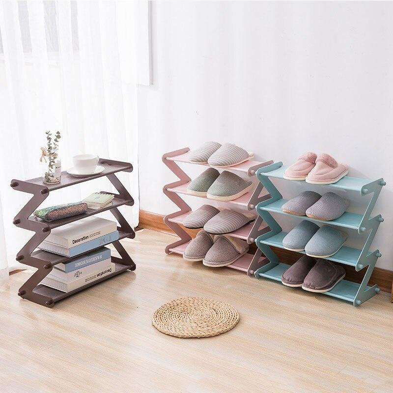 "Z" Shape Shoe Rack Shoe Tower Organizer Cabinet Entryway Stackable Storage Shelf Unit Tool Shoes Organizer Household Accessory