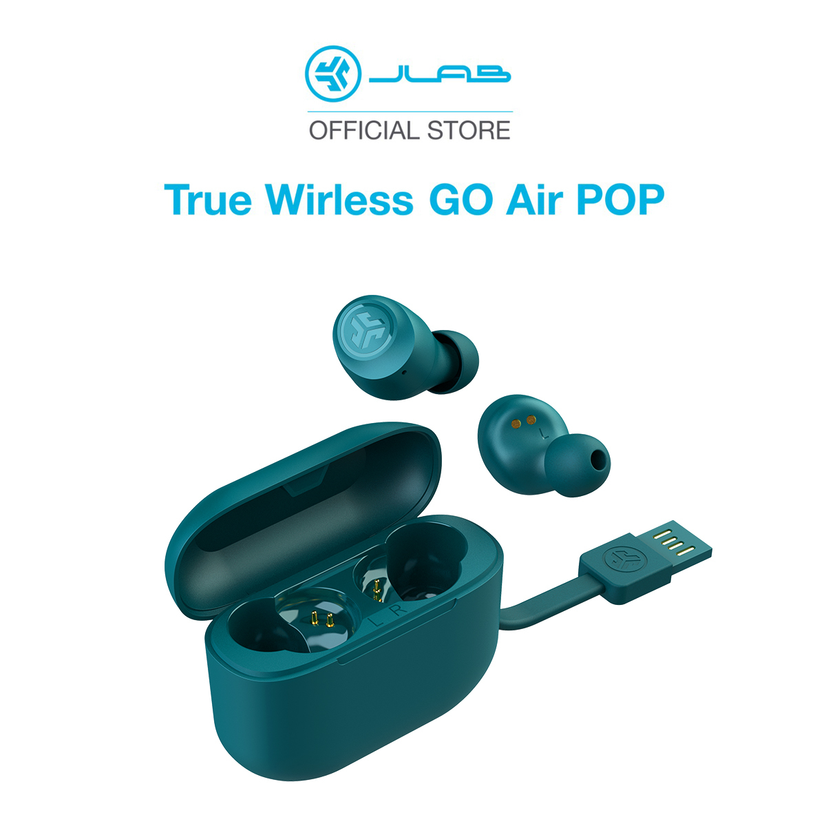 Tai nghe Bluetooth True Wireless Go Air Pop JLab màu mòng két (teal) - Hàng chính hãng