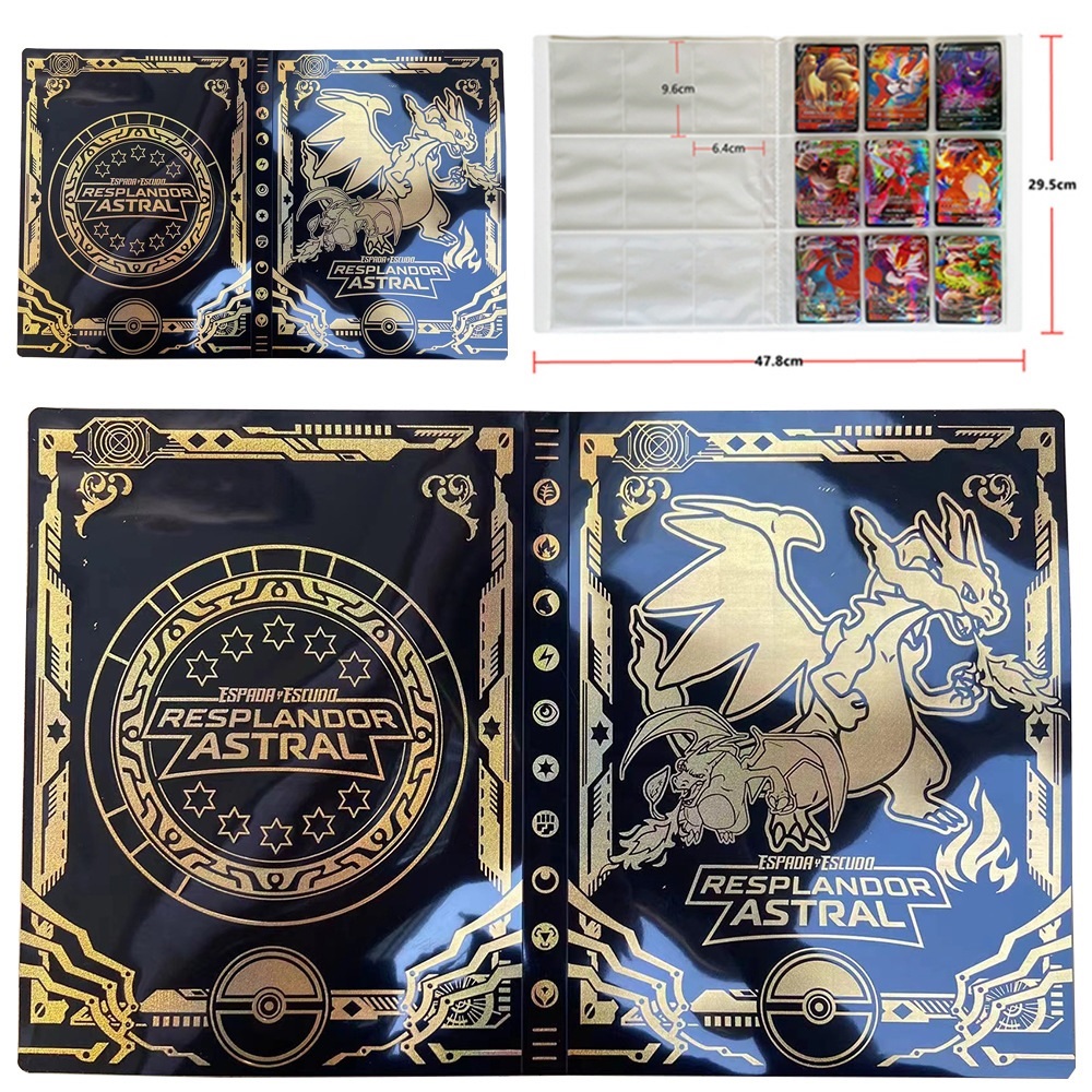 Album Pokemon lớn black gold hiện ứng holo rare ánh vàng hình Charizard rồng lưởng tiến hóa XY sức chứa 540 card Album VIP 1492 34-1