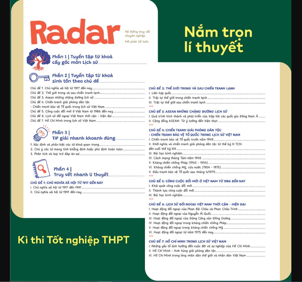 Sách P.H.A.O Lịch sử Ôn luyện thi tốt nghiệp THPT, ĐGNL - Trợ thủ đắc lực lấy gốc lí thuyết