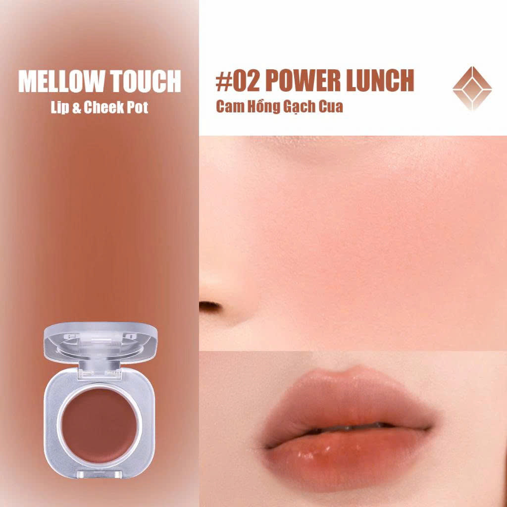 [MỚI] Má Hồng Kem Đa Năng 3-in-1 Trang Điểm Má Mắt Môi Mịn Lì Dễ Tán Bền Màu Glamrr Q Mellow Touch Lip Cheek Pot (1.8g) màu 02