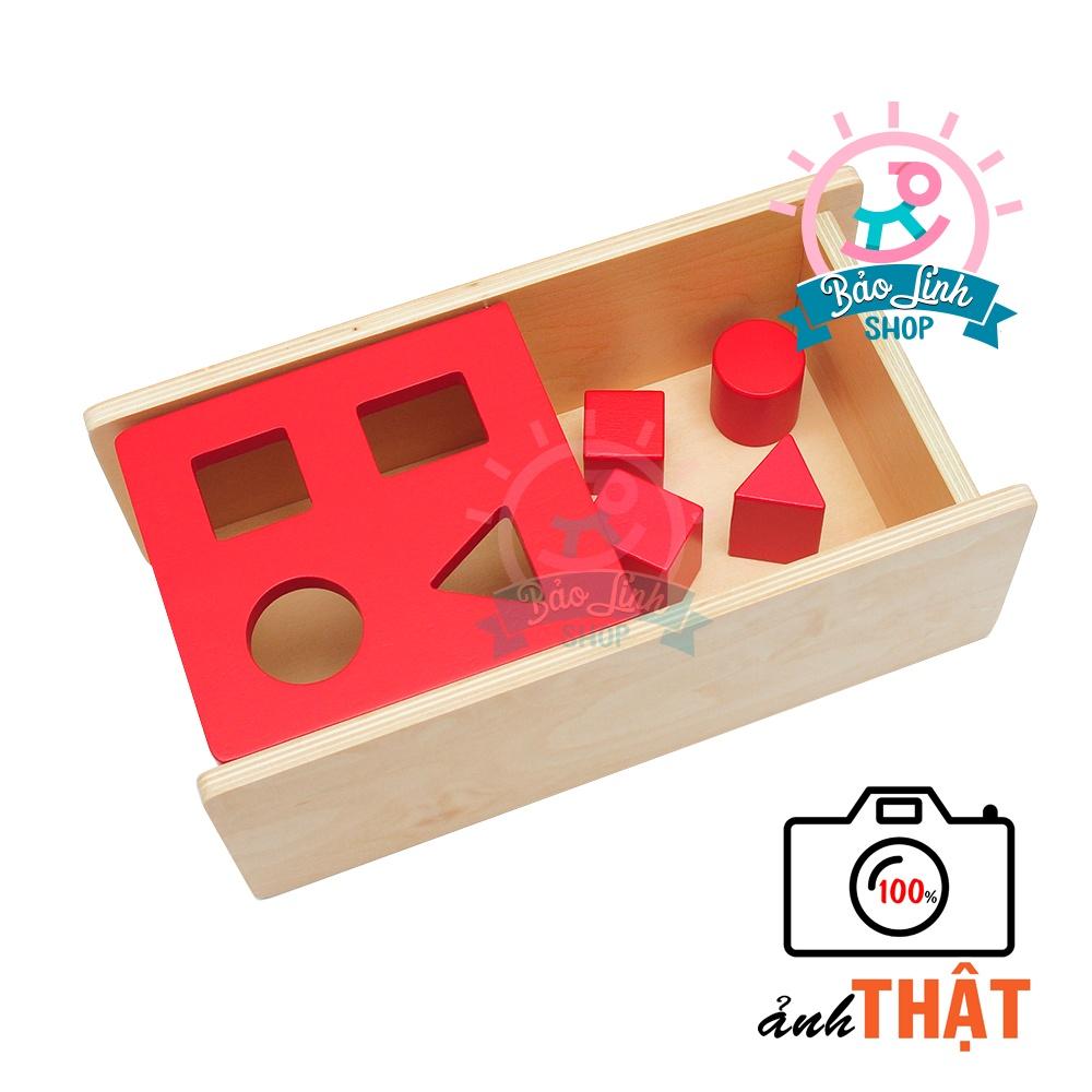 Giáo cụ Montessori 0-3 - Hộp thả hình khối lật mở CHUẨN MONTESSORI cho bé từ 18-24 phát triển trí tuệ, tập trung