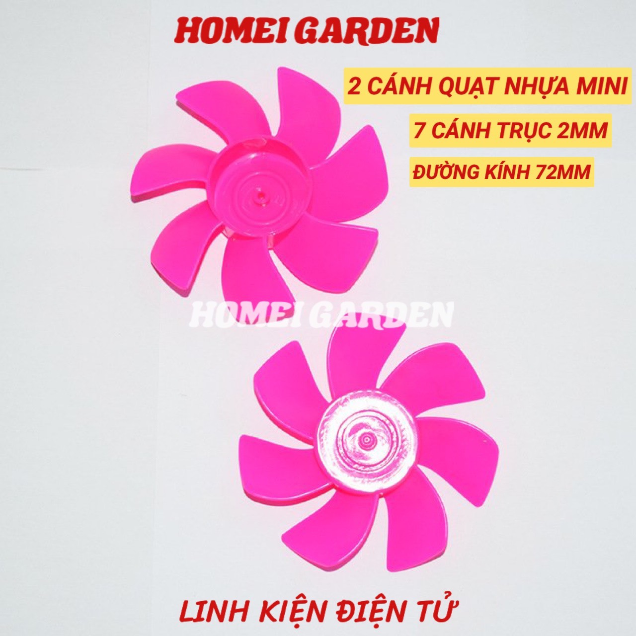 2 cánh quạt nhựa mini loại 7 cánh đường kính 72mm trực 2mm DIY mô hình - HM0096