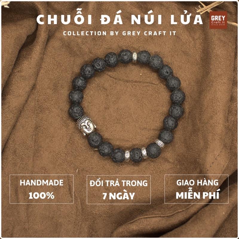 Chuỗi vòng đá núi lửa x Charm Mặt Phật Bạc Thái
