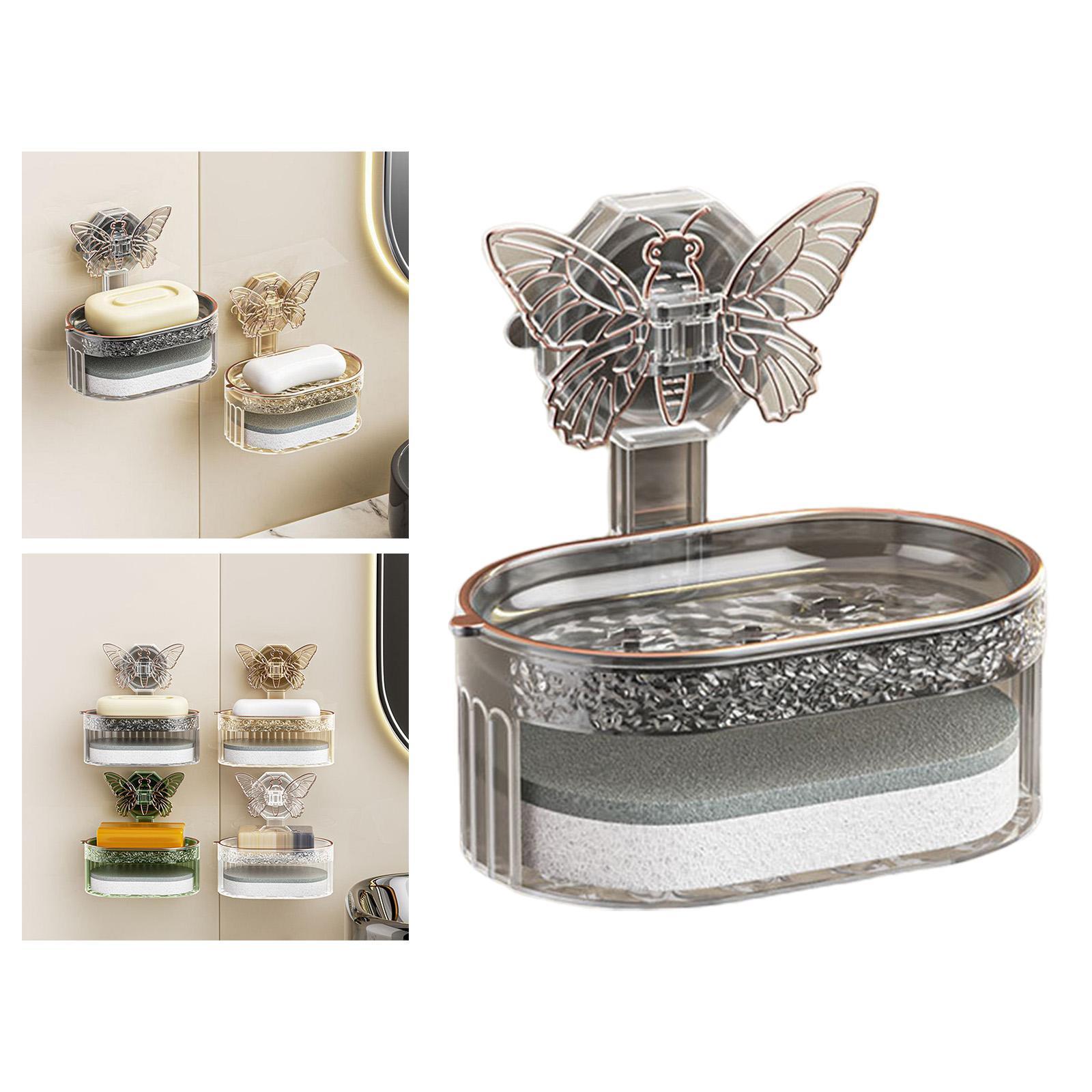 Suction Cup Soap Dishes for Bathroom Wall Mounted, Soap Holder Suction Sponge Holder for Shower, Kitchen