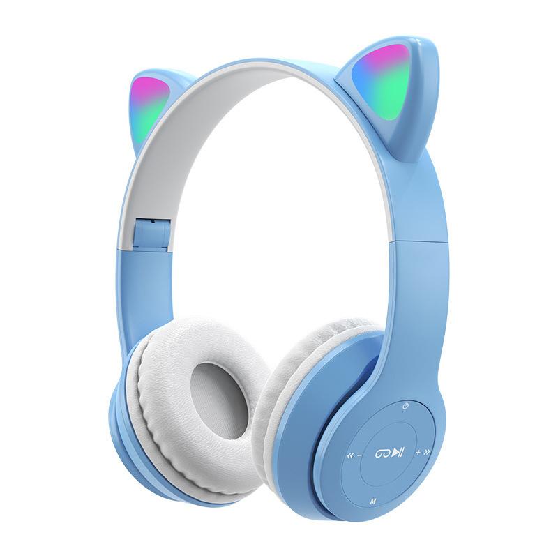 Wireless Headphones Cat Ear With Mic Bluetooth Cool Glow Light Stereo Bass Helmets Kids Gamer Girl Gifts