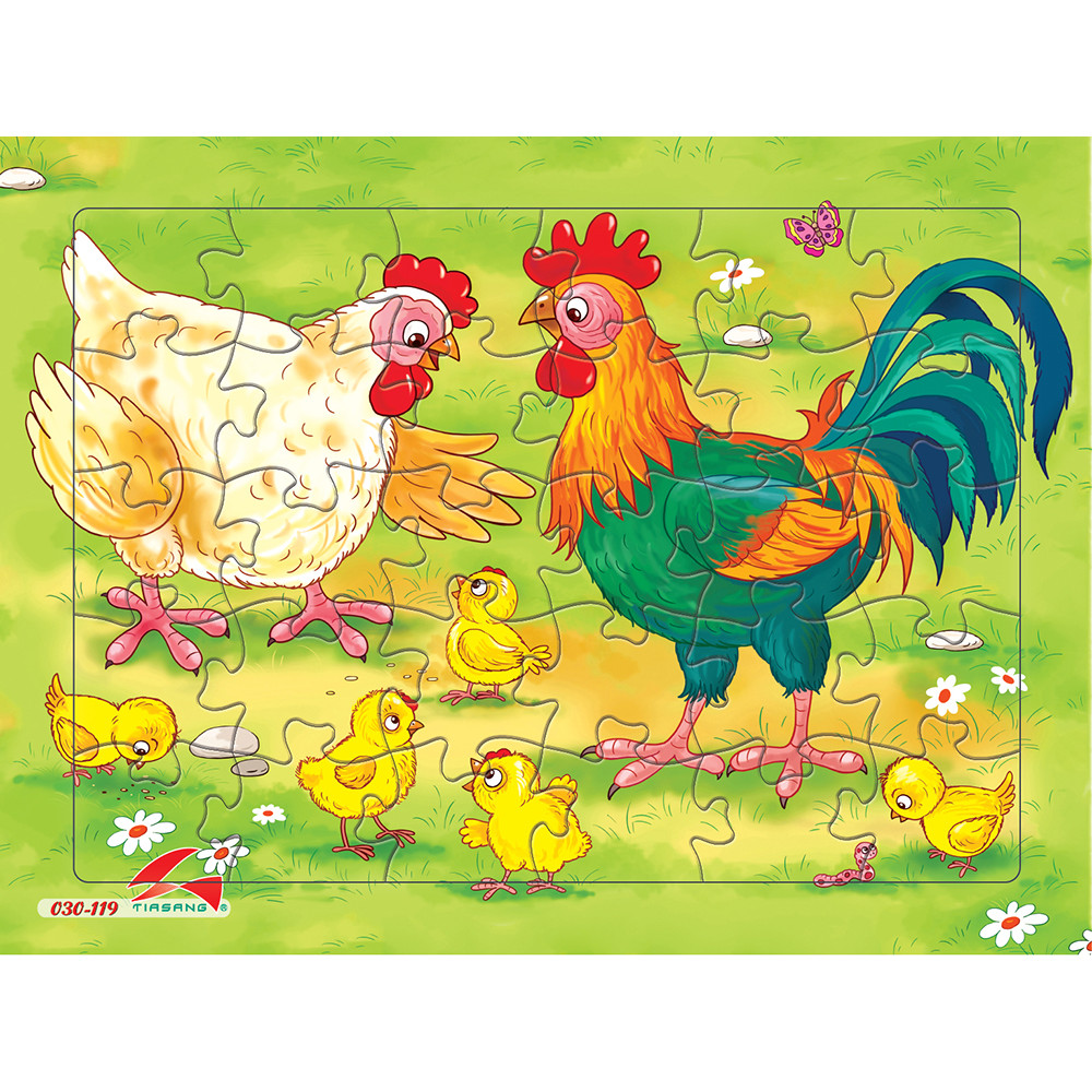Xếp hình Tia Sáng  Đàn gà   (30 Mảnh Ghép) - Tặng kèm tranh tô màu cho bé
