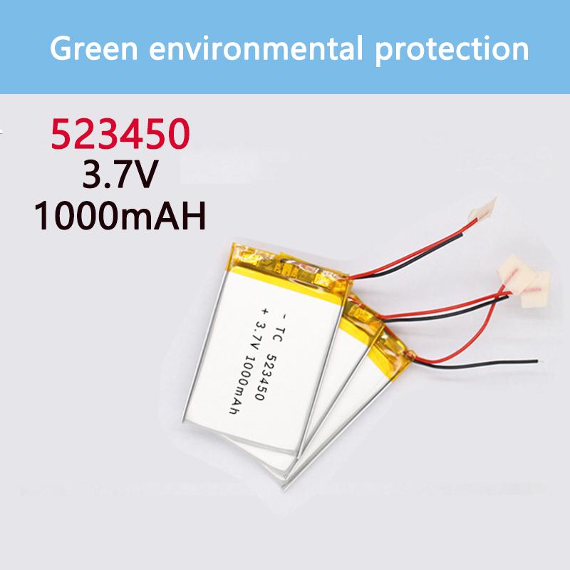 2 chiếc 1000mAh 3.7V 523450 Pin sạc Lithium Polymer Pin Li-ion cho điện thoại thông minh GPS DVD MP4 MP5 Đèn Led Lipo Cell