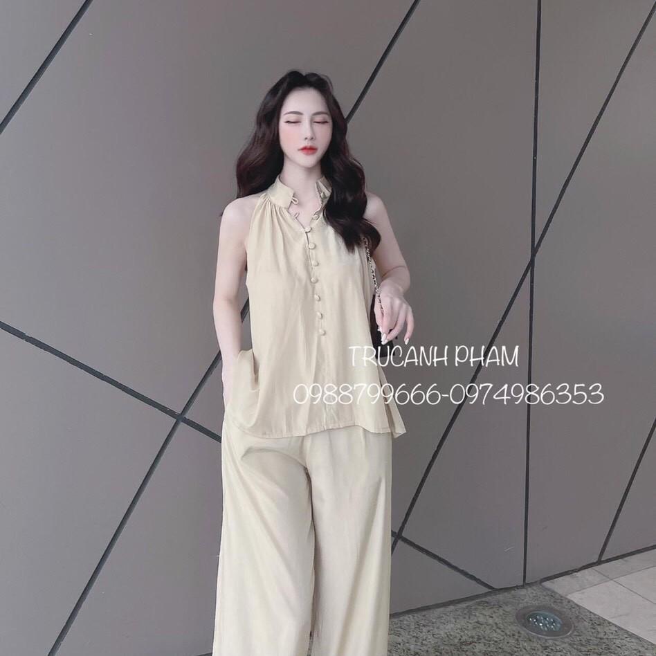Bộ đũi nữ quần dài ống rộng tôn dáng 2 chi tiết quần suông ống rộng và áo đũi chất mềm thoáng mịn