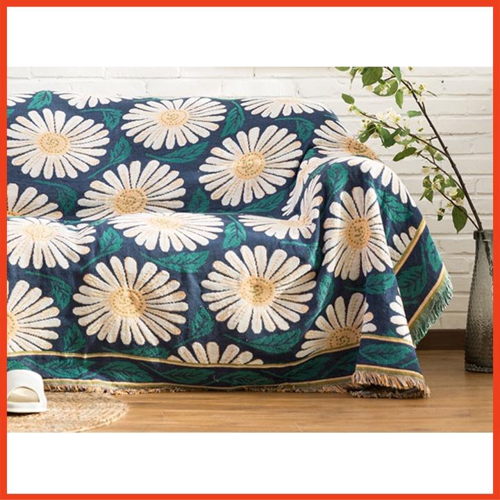 Thảm Sofa, Thảm Trang Trí Thổ Cẩm Cotton Fabric - 130cm x 180cm Hoa Cúc