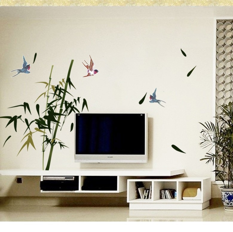 Decal trang trí tết phong cảnh mùa xuân hoa nở