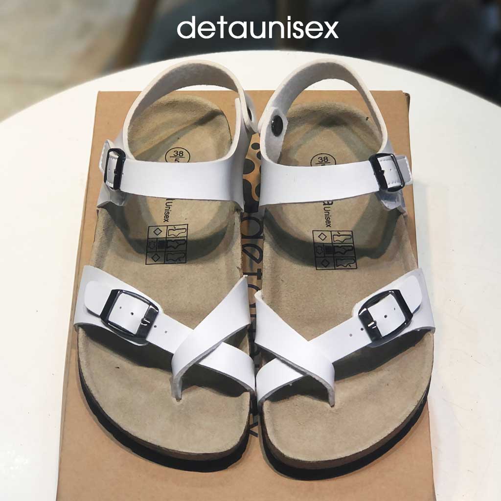 Giày Đế Trấu Xỏ Ngón Sandal Quai Hậu Nữ Detaunisex Màu Trắng - SATA22T