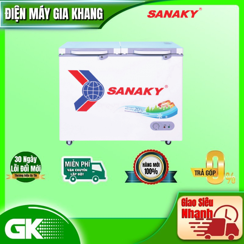 TỦ ĐÔNG SANAKY 210 LÍT VH-2599A2KD ĐỒNG (R600A) (KÍNH CƯỜNG LỰC) - HÀNG CHÍNH HÃNG